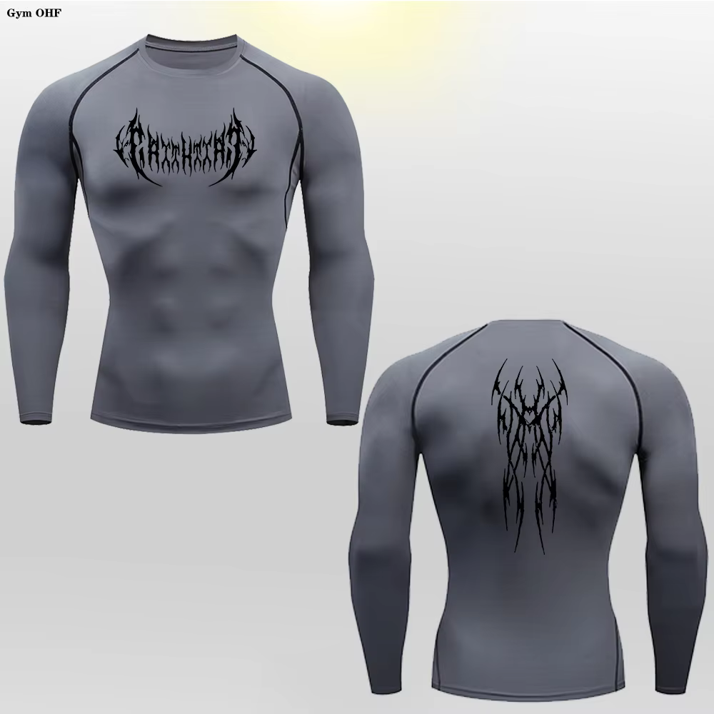 T-shirt de compression à manches longues pour homme, séchage rapide en Y, entraînement de gym, fitne