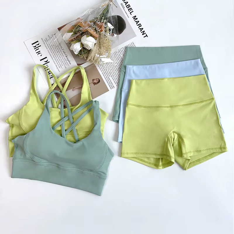 Ensemble de Yoga 2 pièces, sensation nue, vêtements d'entraînement pour femmes, Shorts de Yoga taill