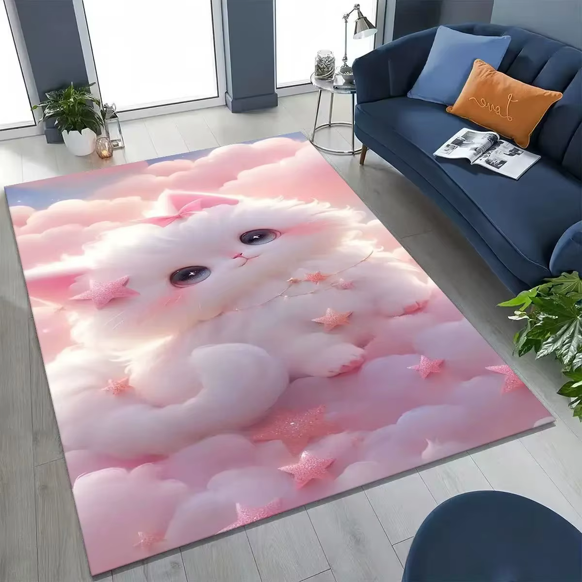 Tapis imprimé avec des pattes de chaton 3D Kawaii, tapis de jeu pour bébé, tapis de salon, tapis de