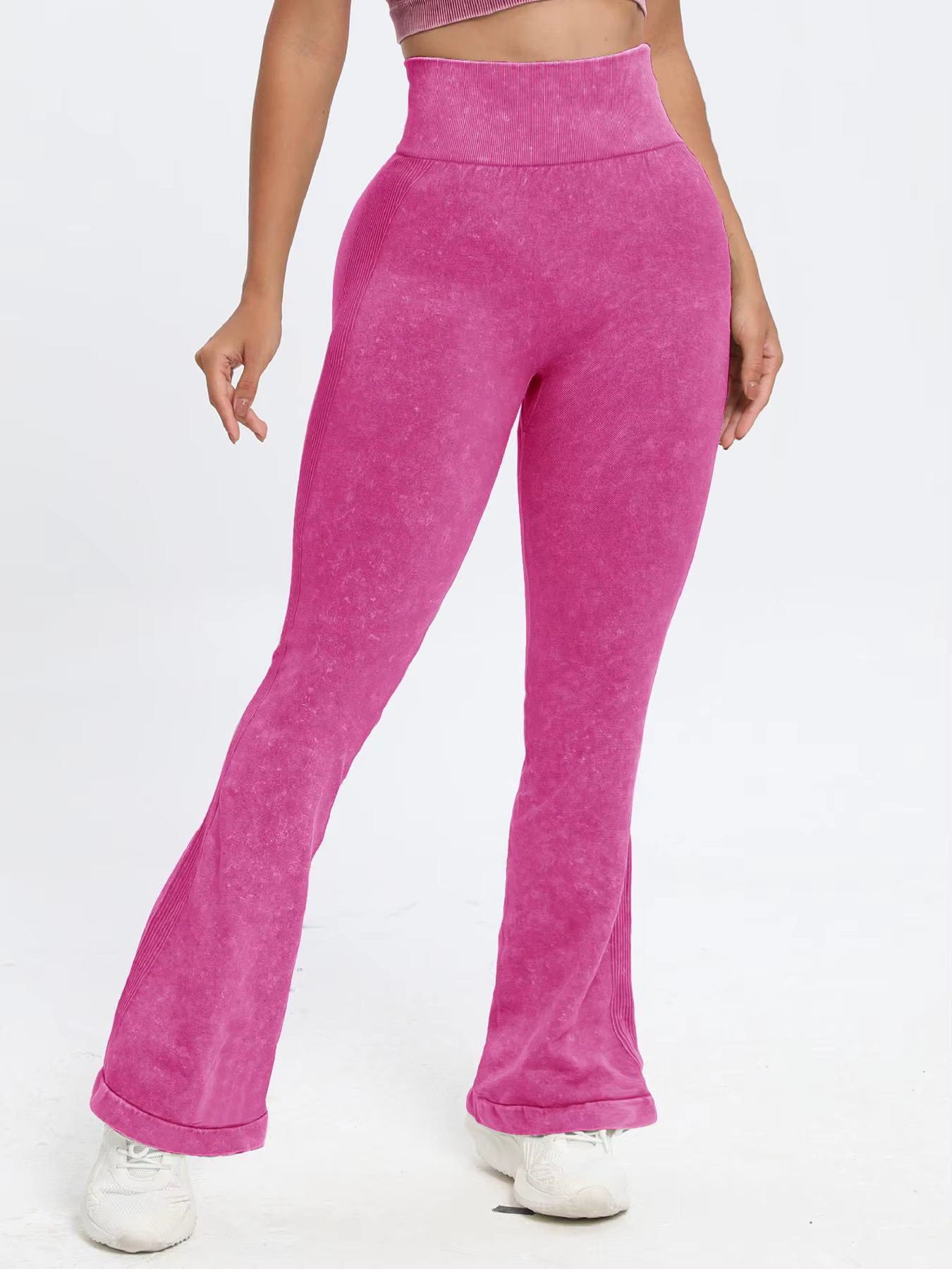 Pantalon moulant taille haute sans couture pour femmes, pantalon évasé moulant givré, pantalon de yo