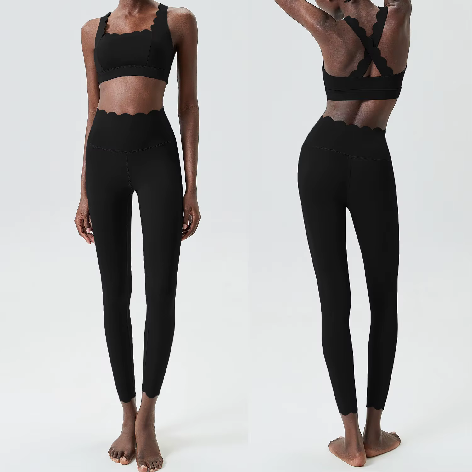 Ensembles de vêtements de yoga pour femmes, leggings taille haute et haut antichoc, survêtements d'e