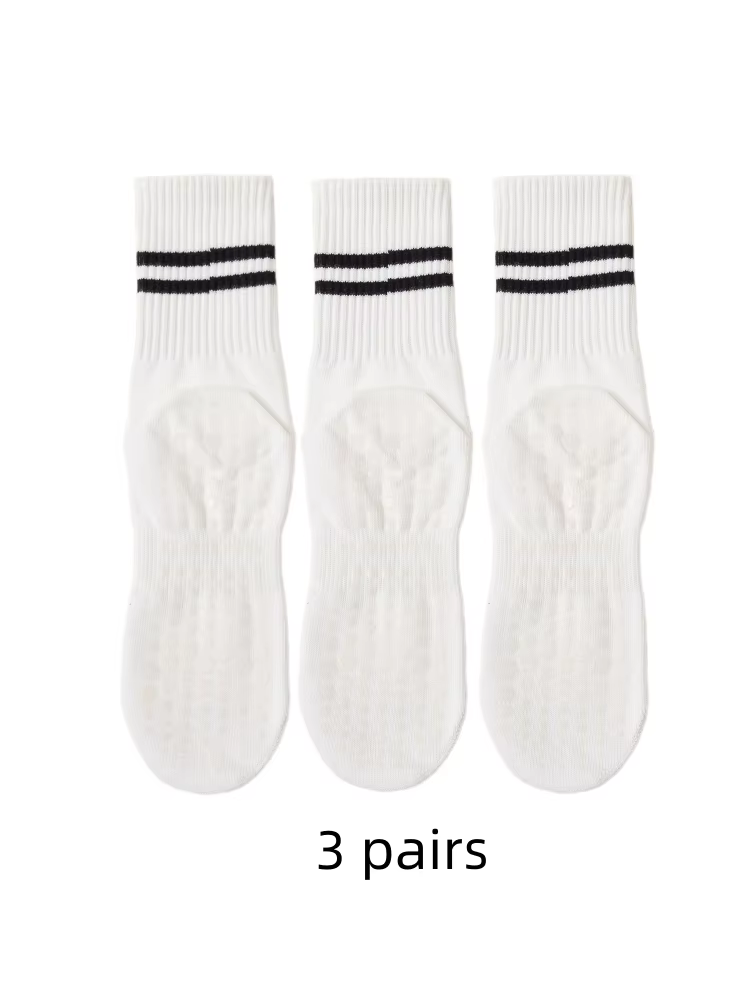 3 paires de chaussettes de yoga, chaussettes de longueur moyenne, pilates de fitness d'intérieur en