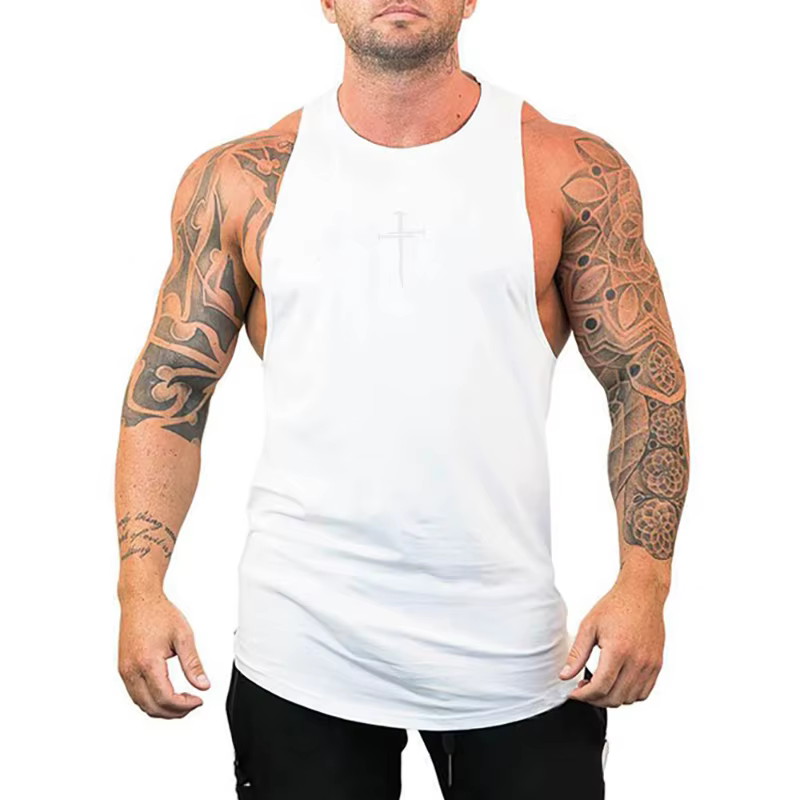 T-shirt en coton respirant pour homme, Solid Document, Gym, Musculation, Course à pied, dehors GlaSu