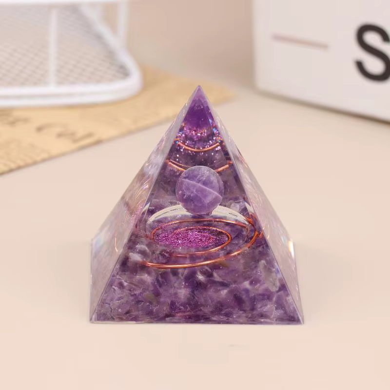 Pyramide d'énergie d'orgonite, améthyste naturelle, péridot, Reiki, Chakra, décor de méditation