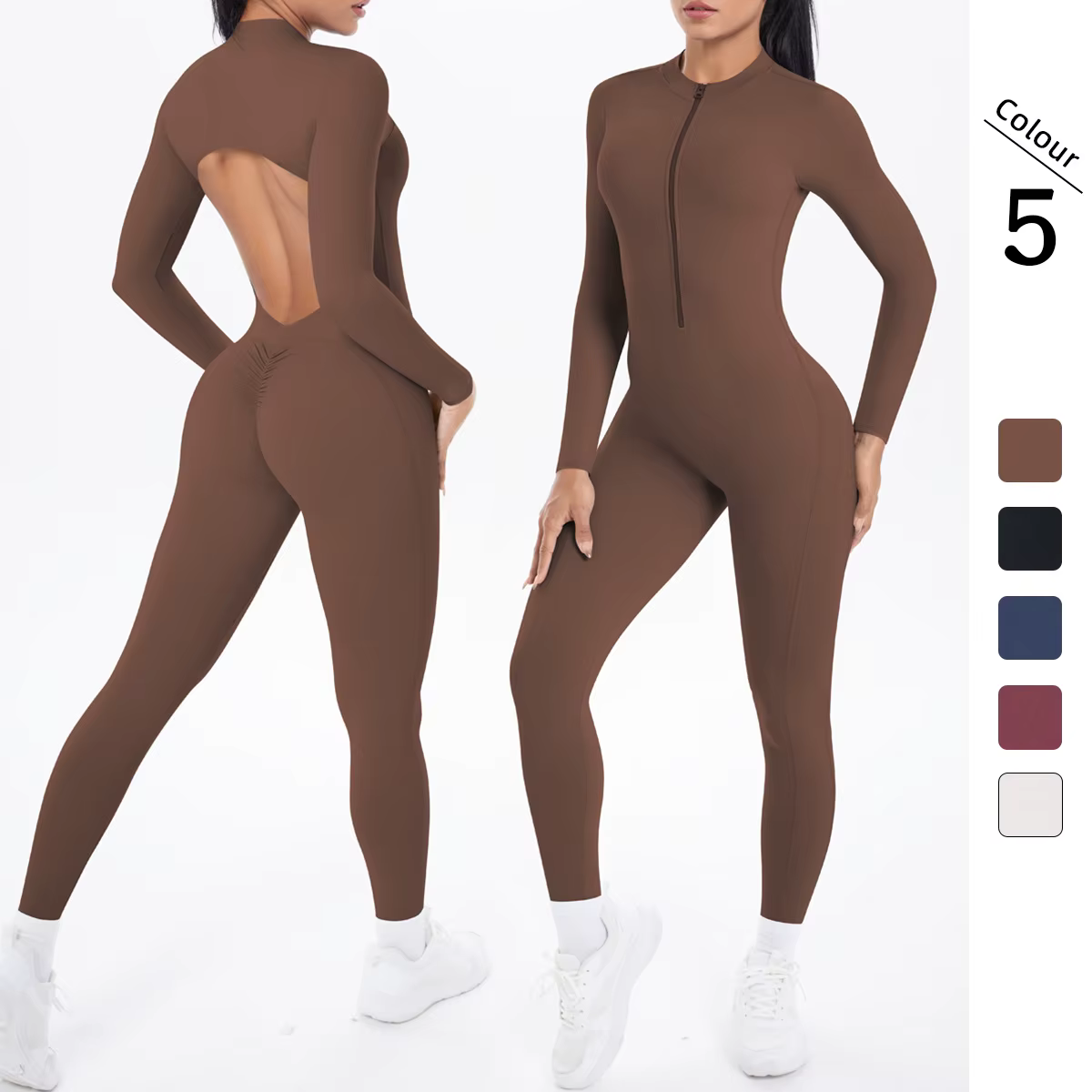 Combinaison de sport dos en V, vêtements de Yoga, barboteuse pour femmes, manches longues, body d'en