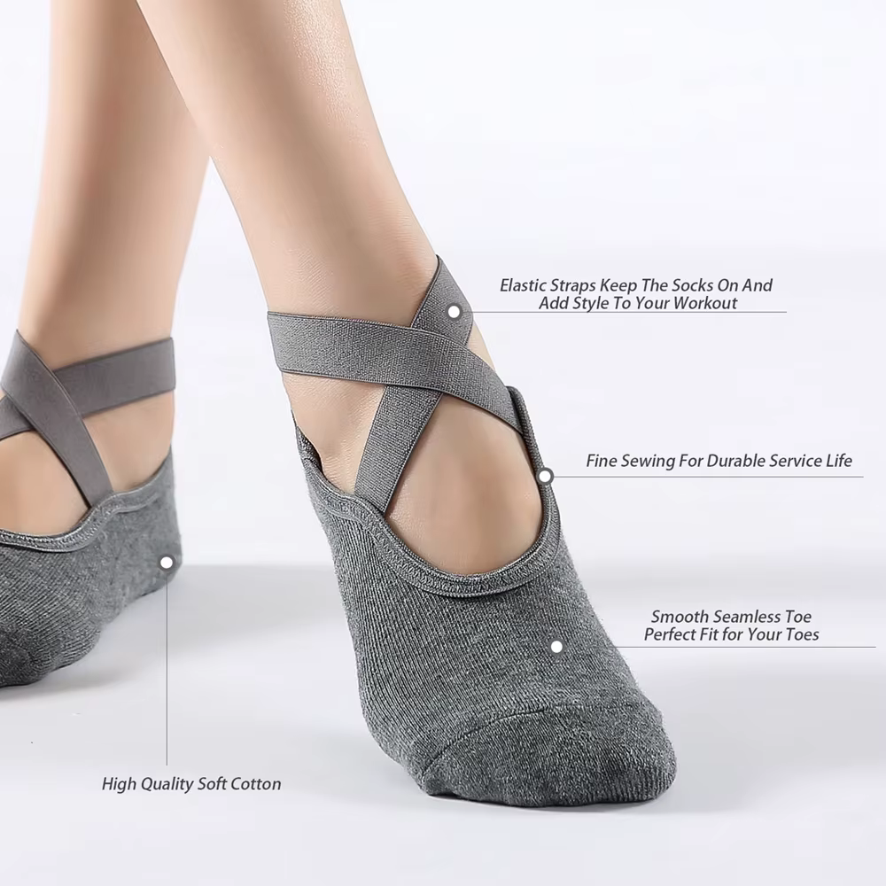 3 paires de chaussettes de Yoga pour femmes, chaussettes de Ballet antidérapantes en Silicone, Pilat