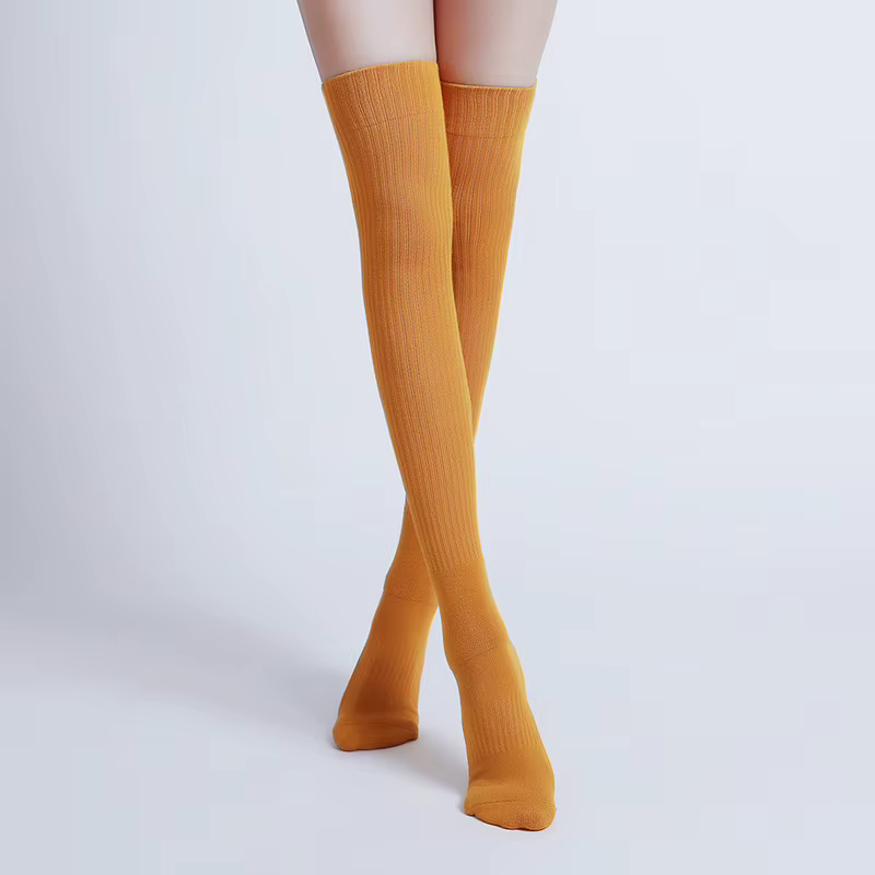 Chaussettes de Yoga à Tube Long pour femmes, antidérapantes, en coton, pour Fitness, Pilates, danse,