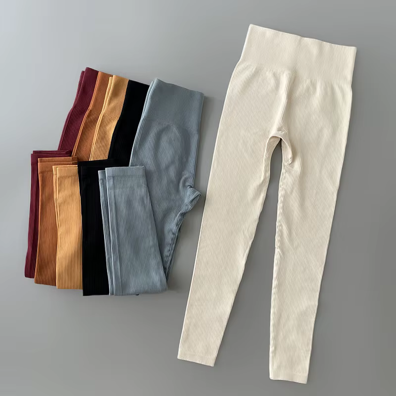 Pantalons de Yoga côtelés pour femmes, Leggings de gymnastique taille haute, collants de Sport, Fitn