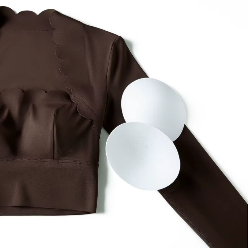Ensemble de yoga fitness deux pièces pour femmes, couleur unie, manches longues, vêtements de sport