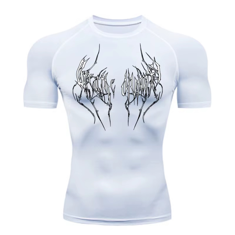 T-Shirt de course à manches courtes pour hommes, chemise de Compression, haut de sport, noir, séchag