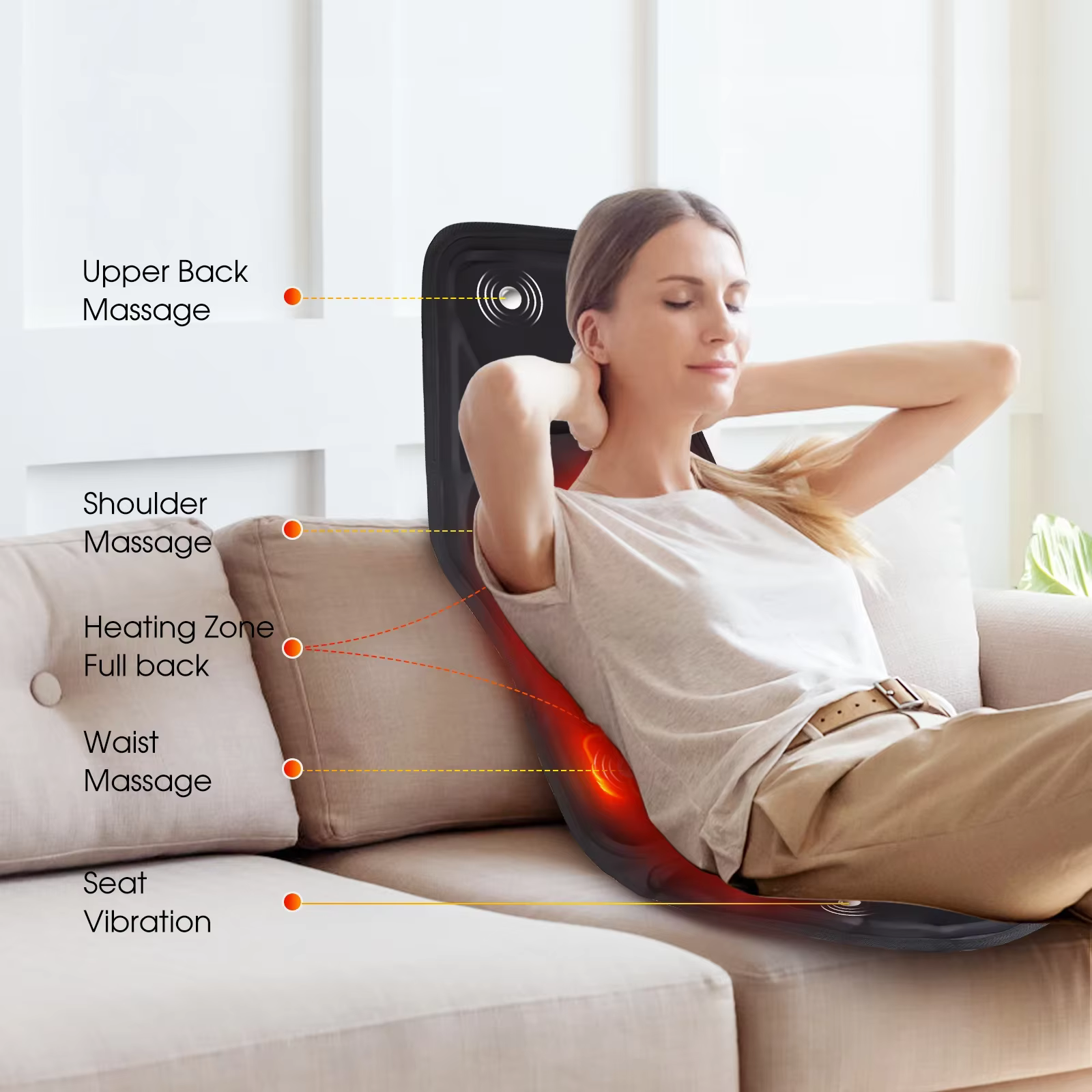 Masseur de dos électrique infrarouge, chaise de Massage complète du corps, coussin chauffant, vibrat