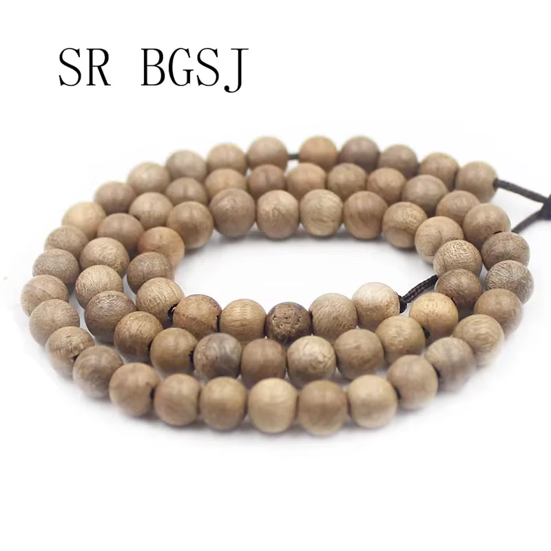Perles de méditation mala rondes en bois naturel, vente en gros, 6mm, 8mm, 10mm, 108 pièces
