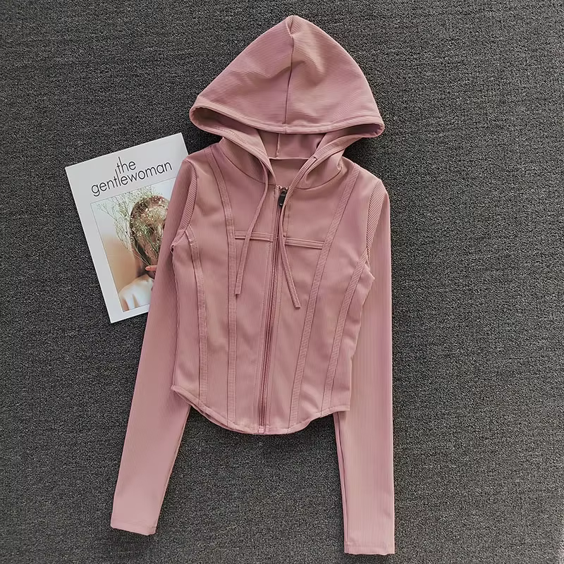 Manteau de Fitness pour femmes, Cardigan à capuche, veste de Sport serrée à séchage rapide, chemise