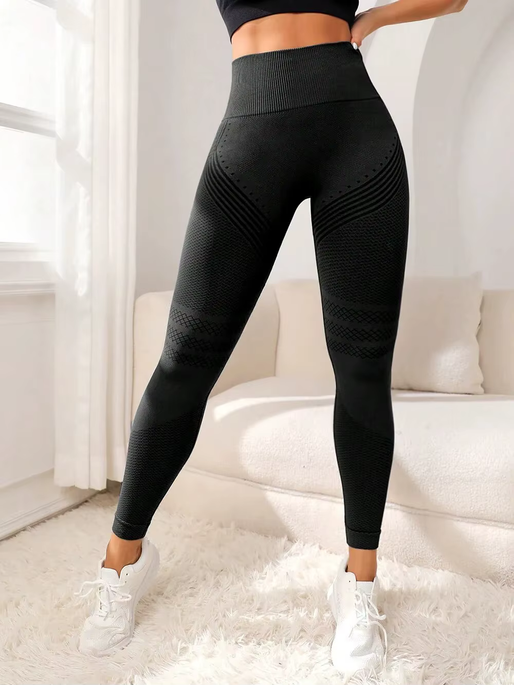 Pantalon de sport avec lignes sexy pour femme, pantalon de fitness élastique, pantalon serré, taille