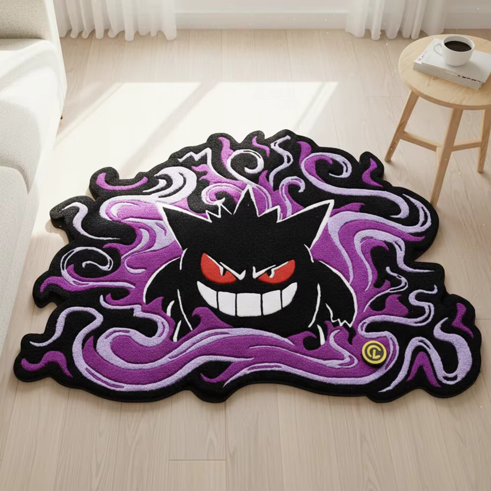 Tapis irrégulier Pokemon Gengar Anime, décoration de salle de jeu Kawaii, tapis de sol doux antidéra