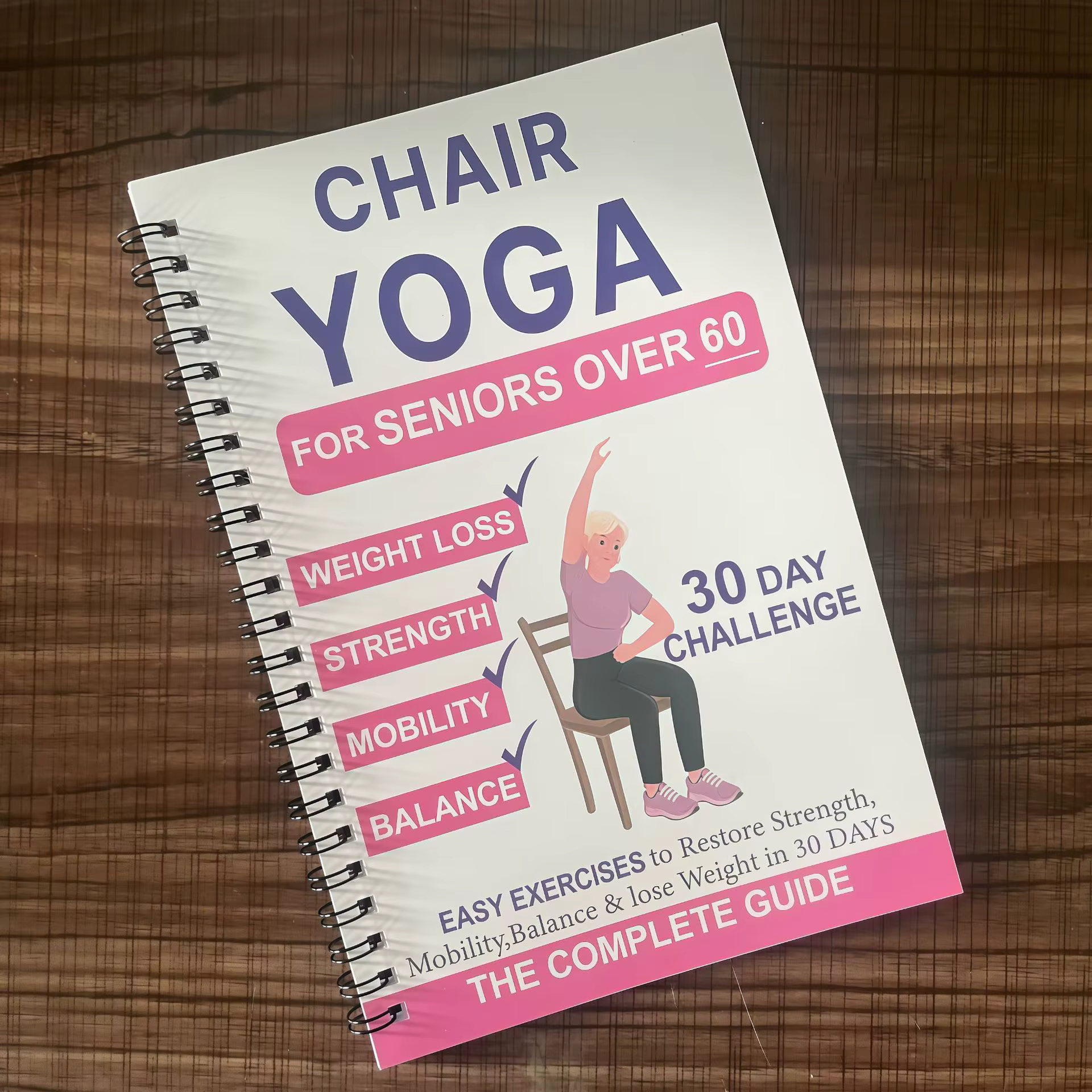 1 pièce Nouveau guide de yoga sur chaise de 30 jours pour les personnes âgées de plus de 60 ans, liv