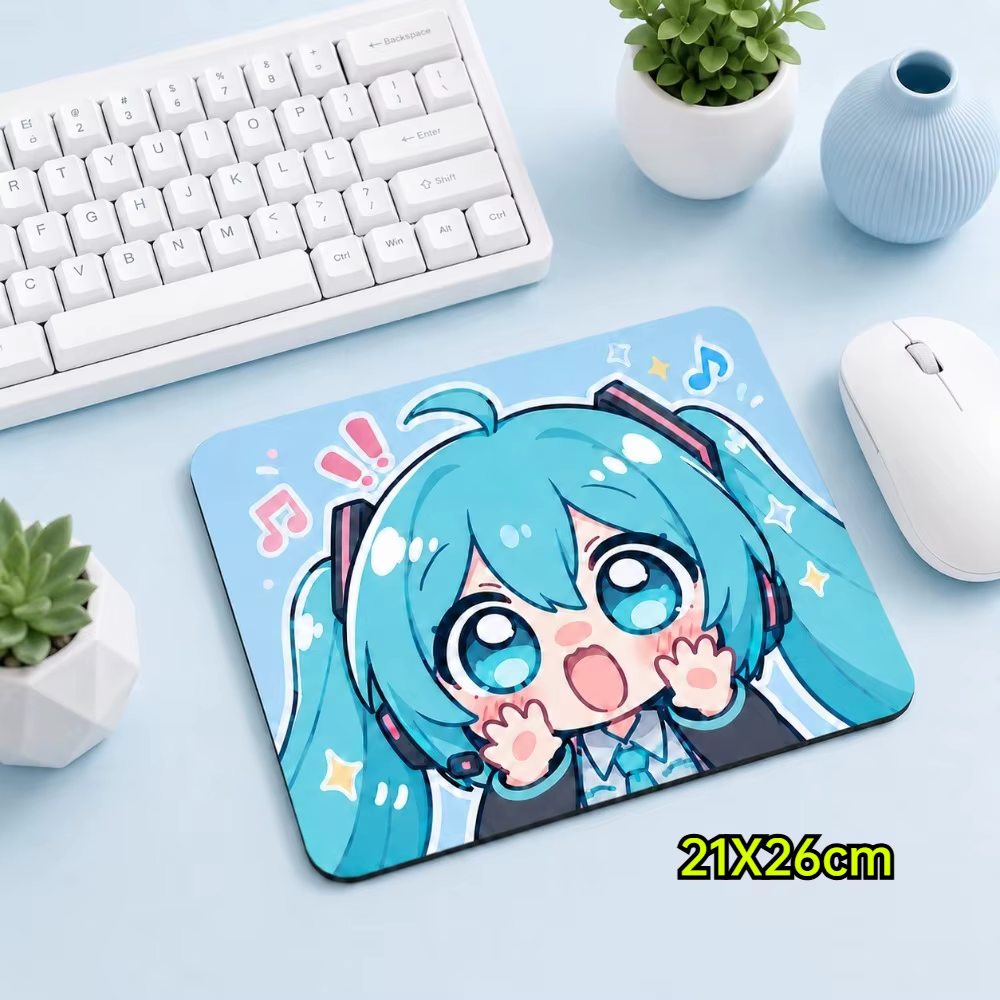 Tapis de souris Hatsune Miku, base en caoutchouc antidérapante, surface en tissu doux, tapis de bure