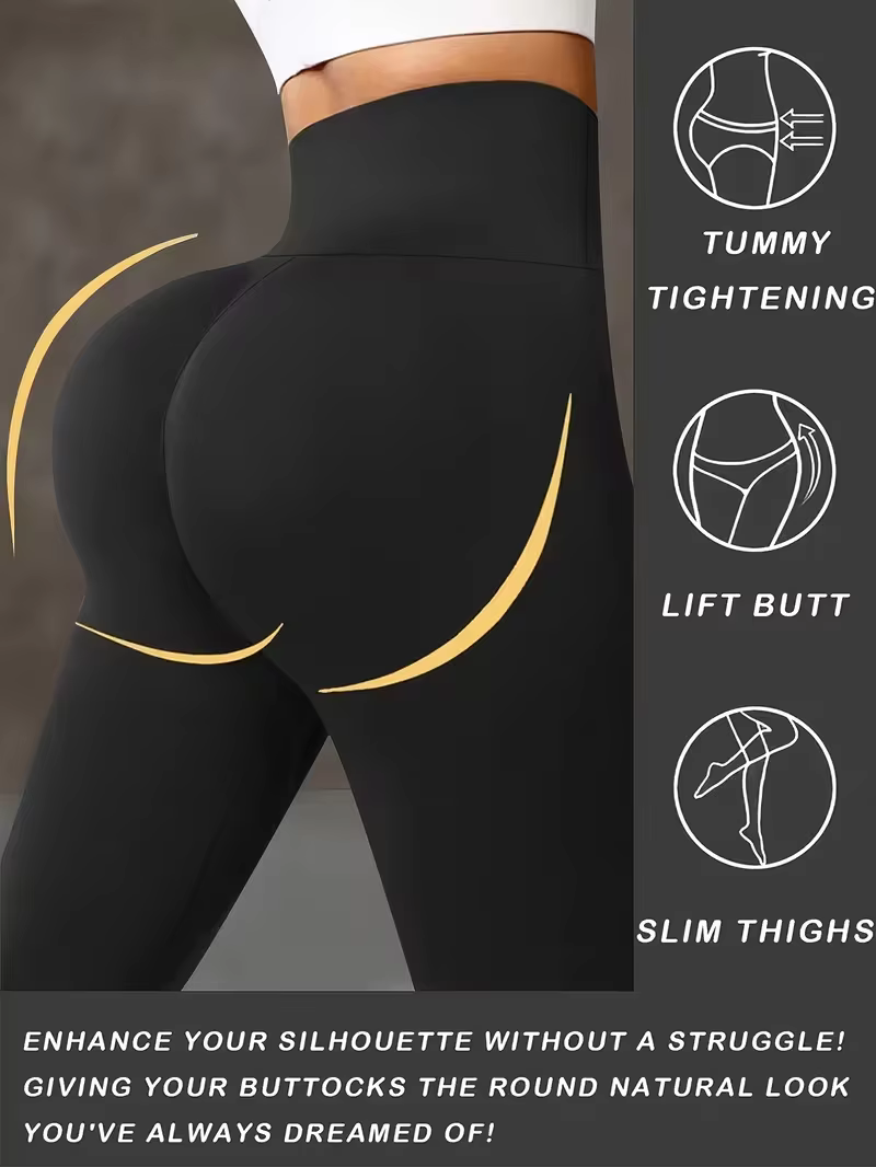 Pantalon de yoga taille haute pour femme, Legging sculptant avec large ceinture, Pantalon d'entraîne
