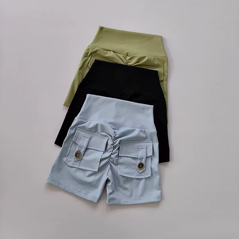 Shorts de yoga taille haute avec poches pour femmes, collants push-up, shorts de course, shorts de f
