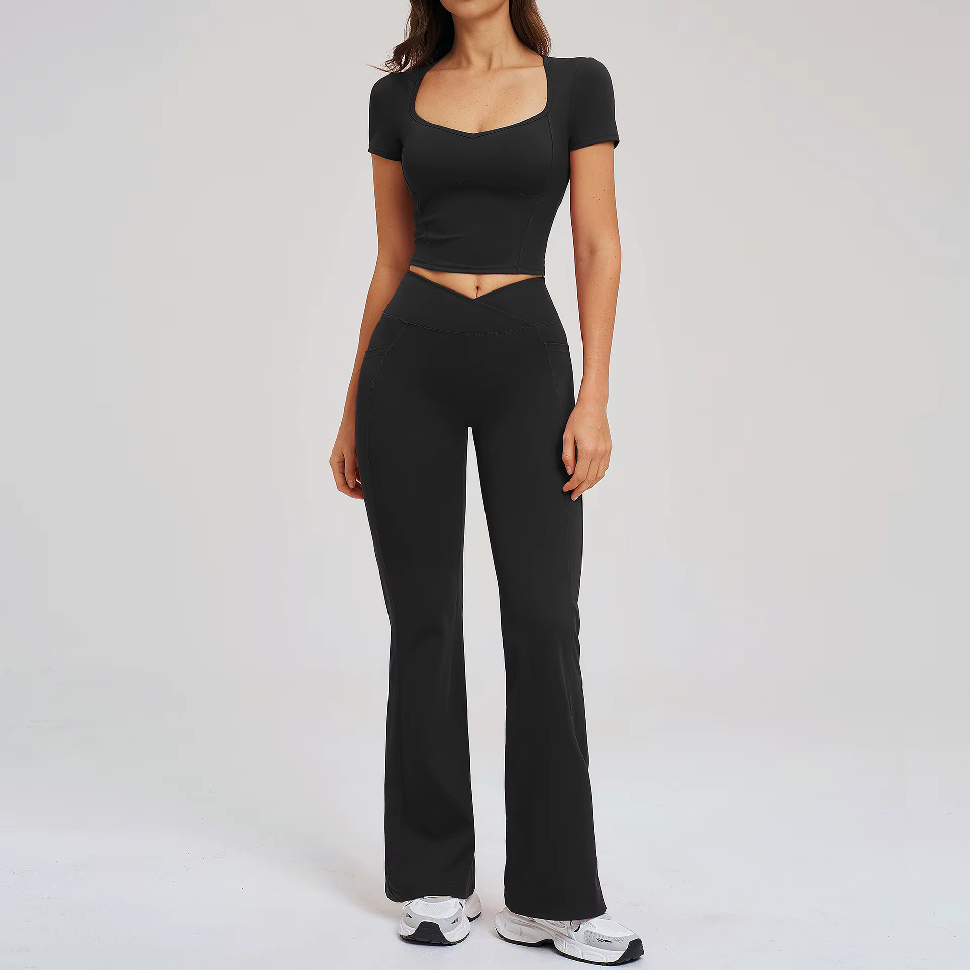 Ensemble de yoga pour femme, survêtement 2 pièces, vêtements de sport, tenue de fitness, legging de 