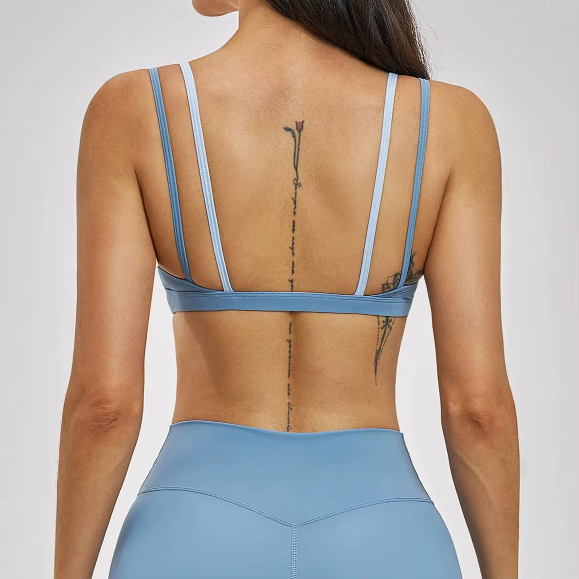 Soutien-gorge de sport Ningyu pour femme, dos nu, effet deux pièces, couleurs contrastées, sous-vête