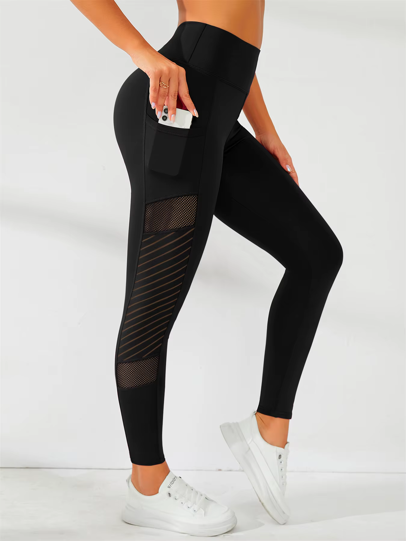 Pantalon de Yoga à épissure en maille latérale, avec poches, haute élasticité, confortable, respiran