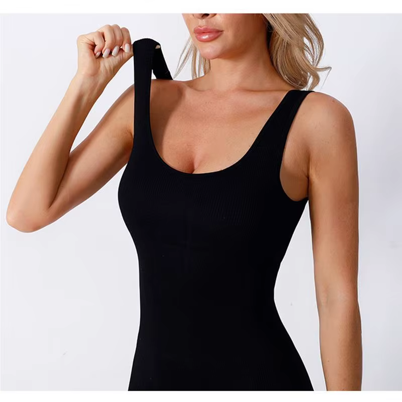 Combinaison de Yoga une pièce en tricot sans couture pour femmes, combinaison à col carré, fil, Sexy