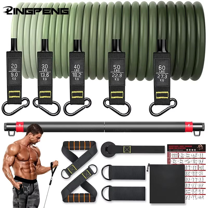 Set d'élastiques pour l'entraînement physique, 5 tubes, avec injecteur de porte, sangles de rinçage 