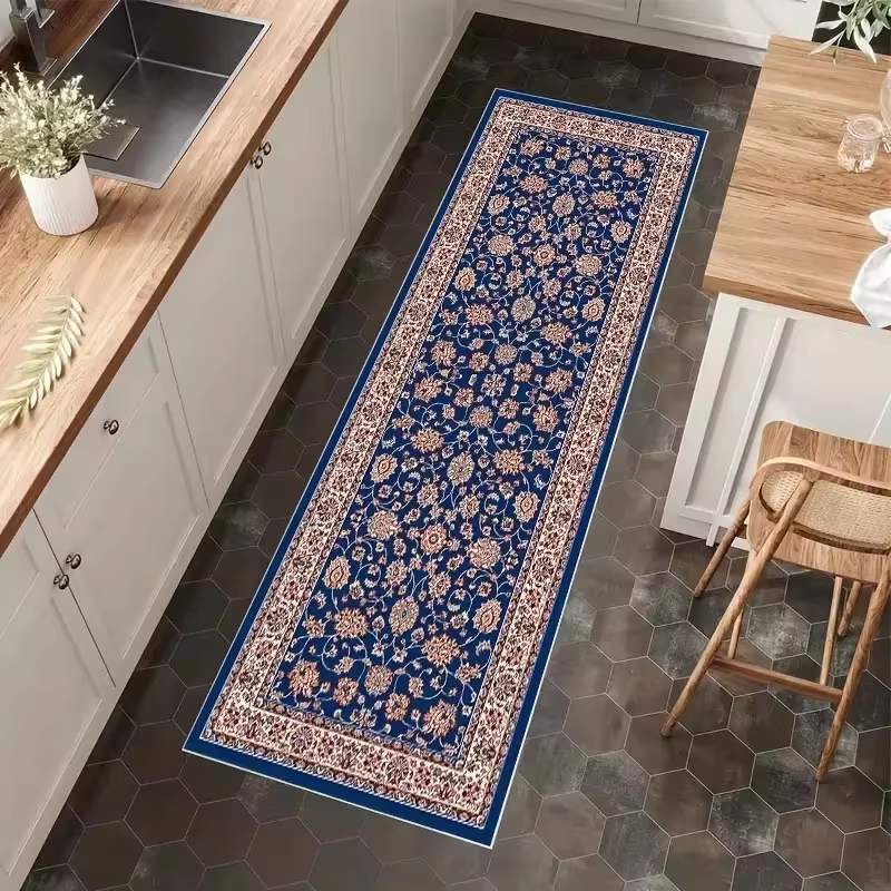 Tapis de couloir floral persan traditionnel, tapis vintage antidérapant, style oriental, cuisine, co