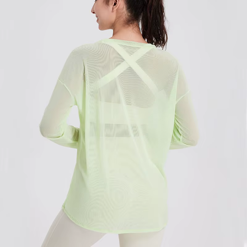 Chemise de yoga à manches longues pour femmes, chemisier de course en plein air, haut de gym respira
