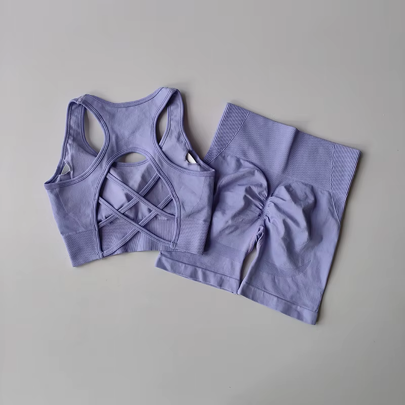 Ensemble de yoga sans couture pour femmes, soutien-gorge de sport sexy, costume short de sport taill