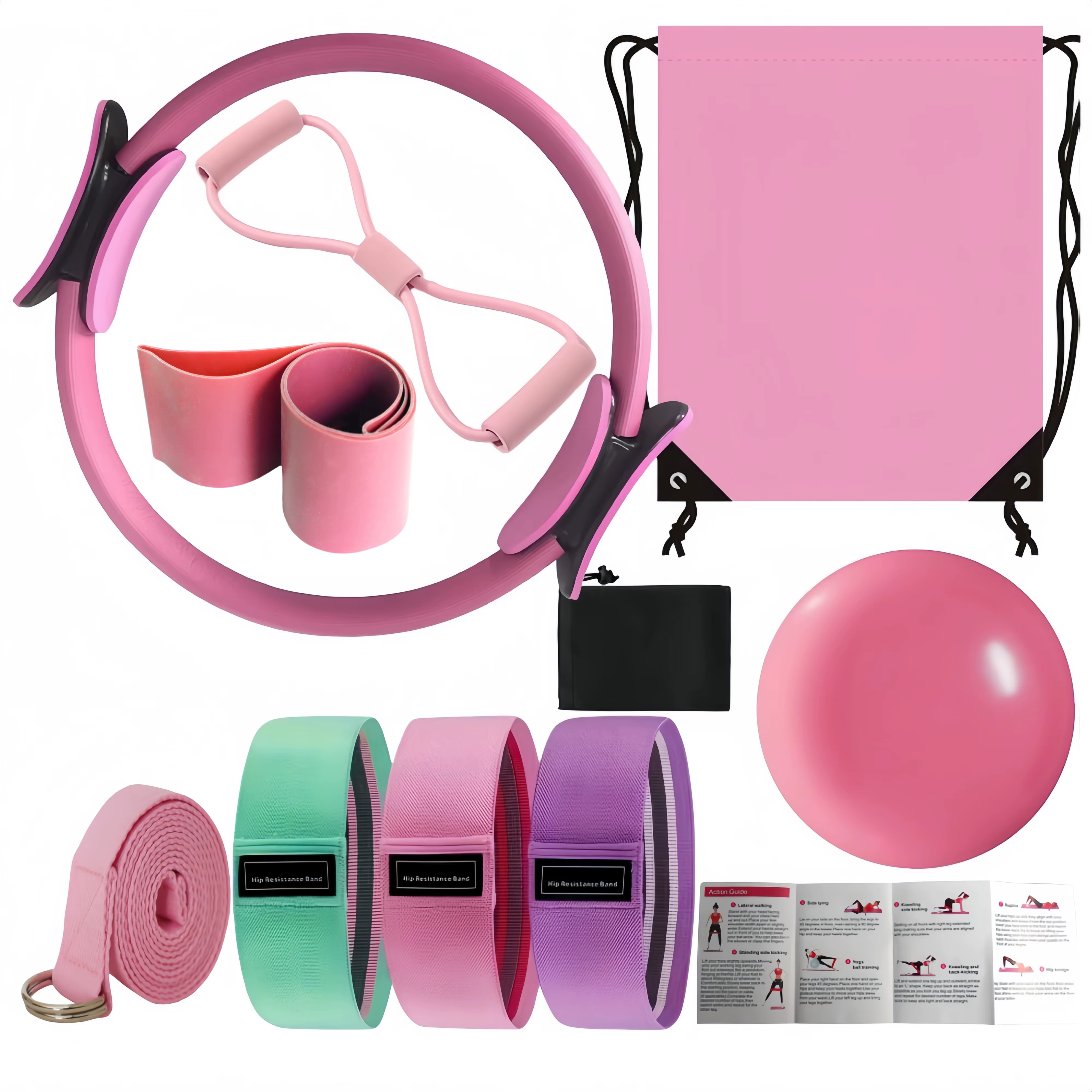 Kit de yoga à boucles Pilates 10 pièces, ceinture extensible pour balle de yoga, équipement de fitne