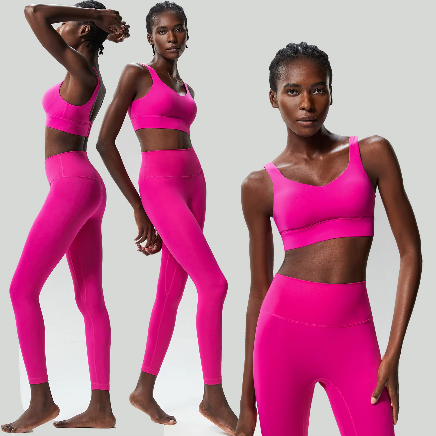 Ensemble de yoga fitness deux pièces pour femmes, couleur unie, extensible, doux, tenue de sport res