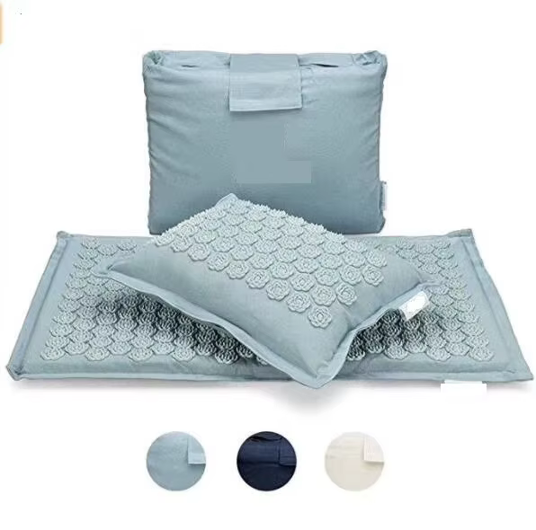 Tapis de Yoga de Massage en lin naturel, palmier de noix de coco, oreiller de Sport avec sac, tapis
