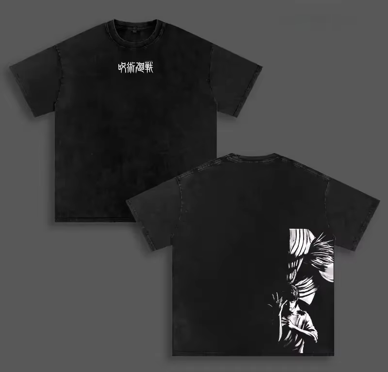 T-shirt décontracté Y2K en coton délavé à manches courtes pour homme, motif Okkotsu Yuta Jujutsu Kai