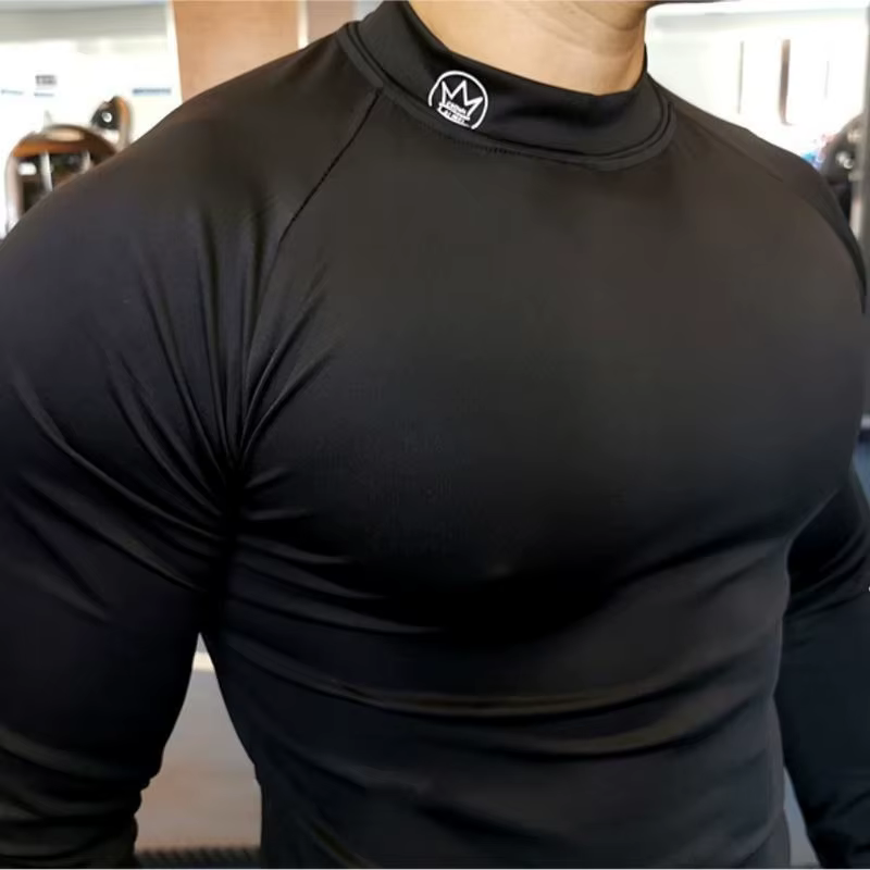 Nouveau T-shirt de course hommes à manches longues chemise de Compression haut d'entraînement de gym