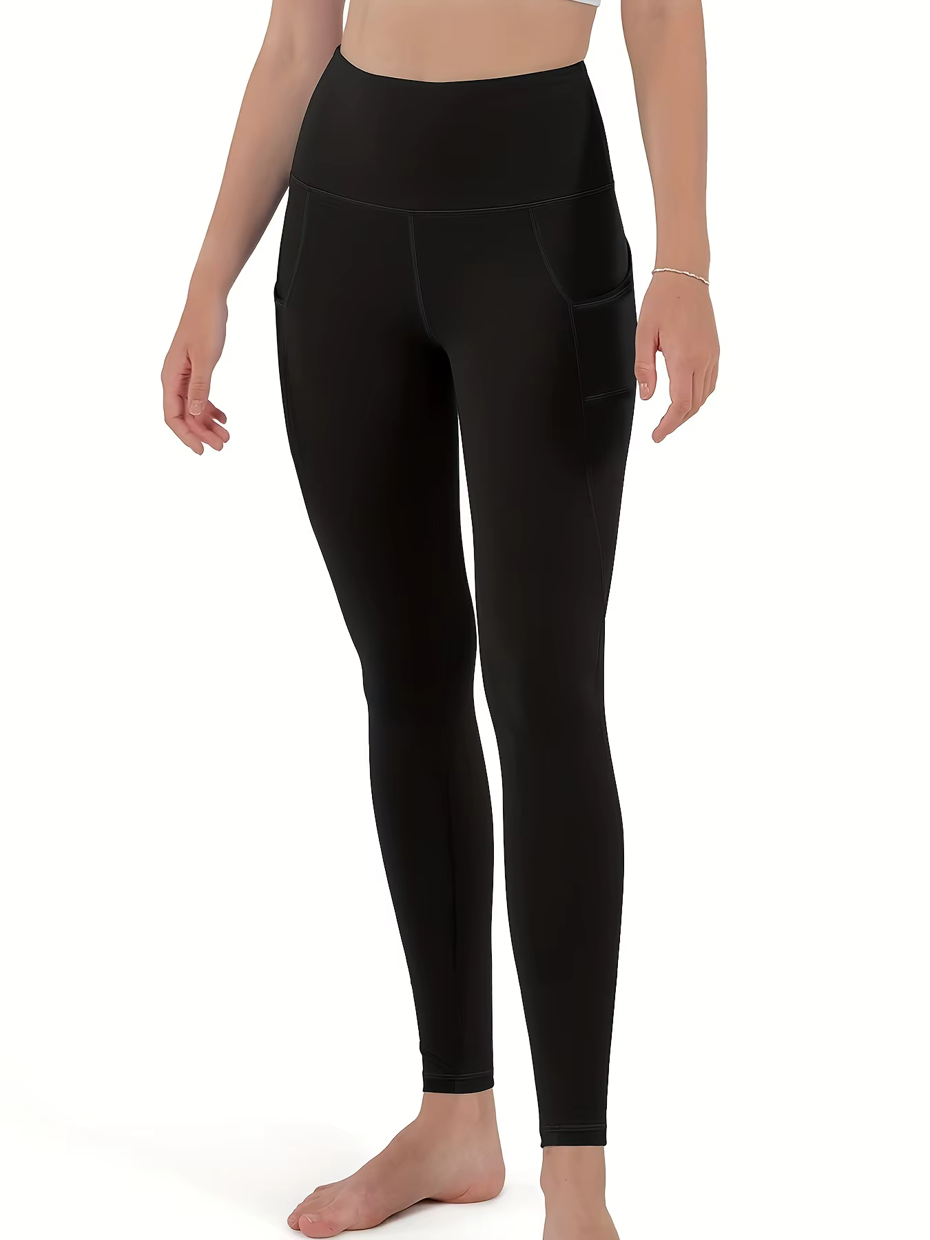 Leggings doublés en polaire avec poches pour femme – Leggings d'hiver thermiques et chauds pour femm