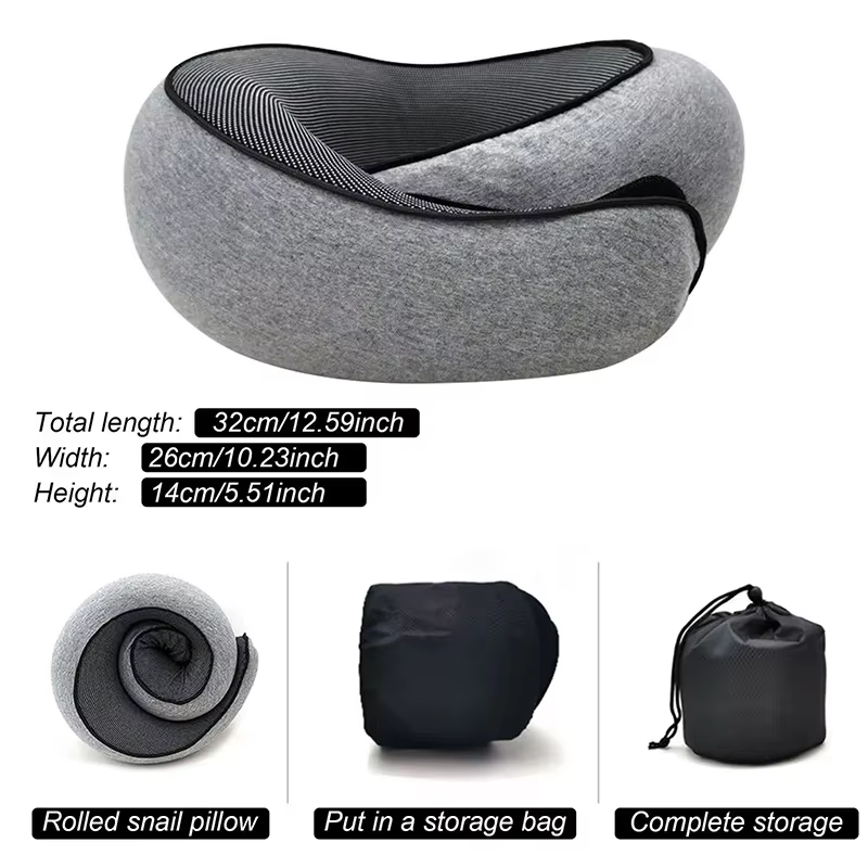 Oreiller de voyage en mousse à mémoire de forme, oreiller en forme de U, Style escargot, soutien du