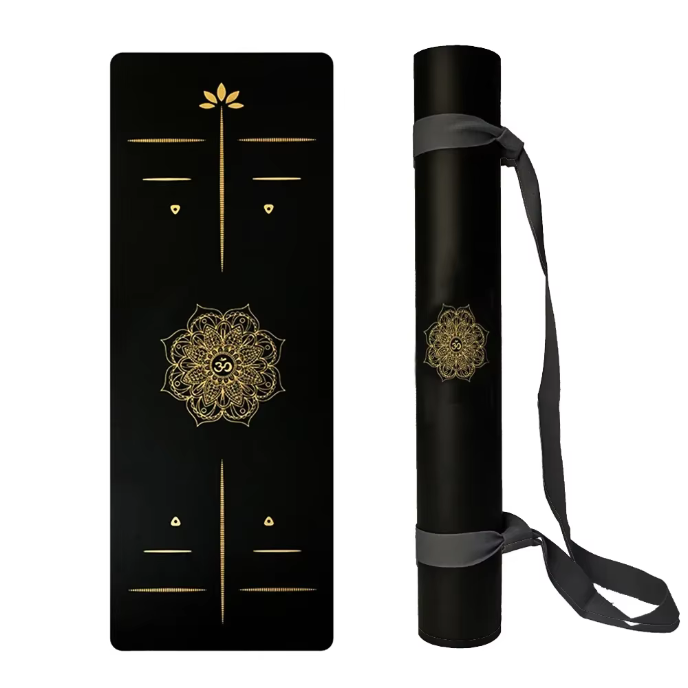 Tapis de Yoga chaud en caoutchouc de 6 pieds, tapis d'exercice, Mandala bronzant élargi de 68cm avec