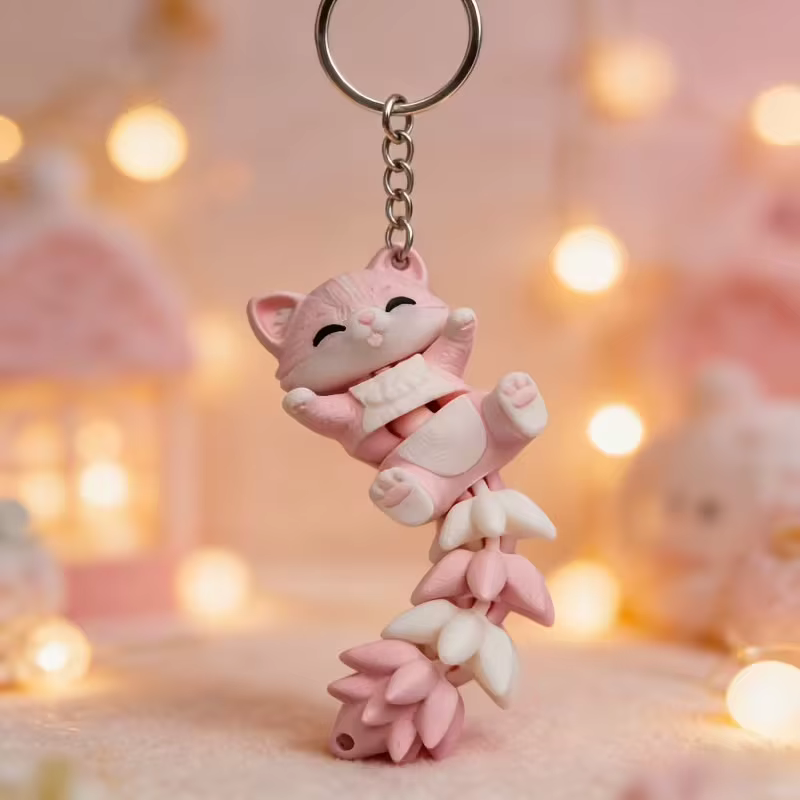Porte-clés chat rose mignon, un accessoire adorable adapté aux sacs à main, aux sacs à dos et aux po