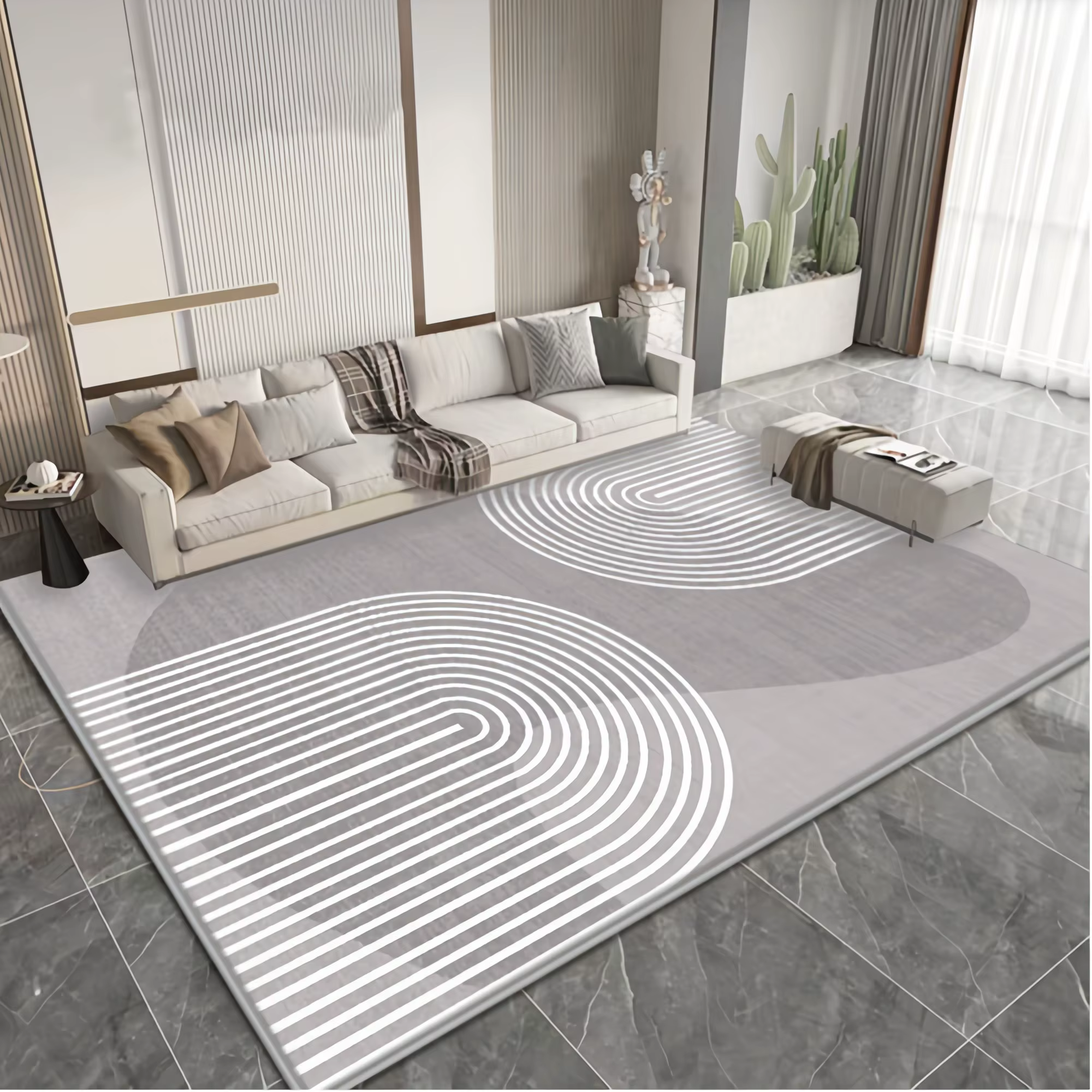 Tapis de luxe léger à couverture intégrale — Tapis de maison simple et moderne pour salon, table bas