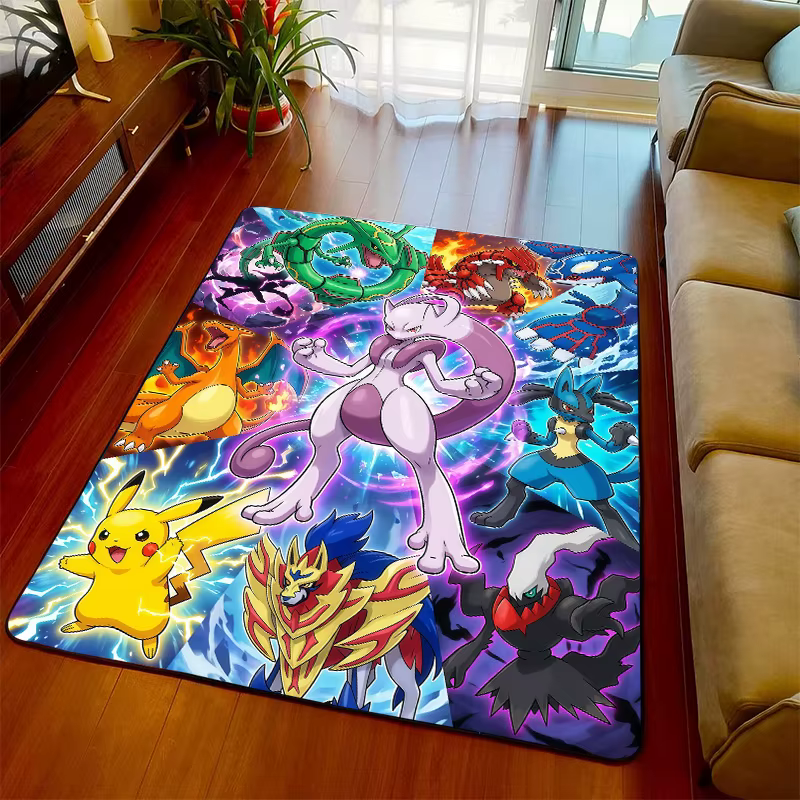 Tapis Pokemon, tapis de sol Anime, surface douce, fond antidérapant pour décoration de salon et de c