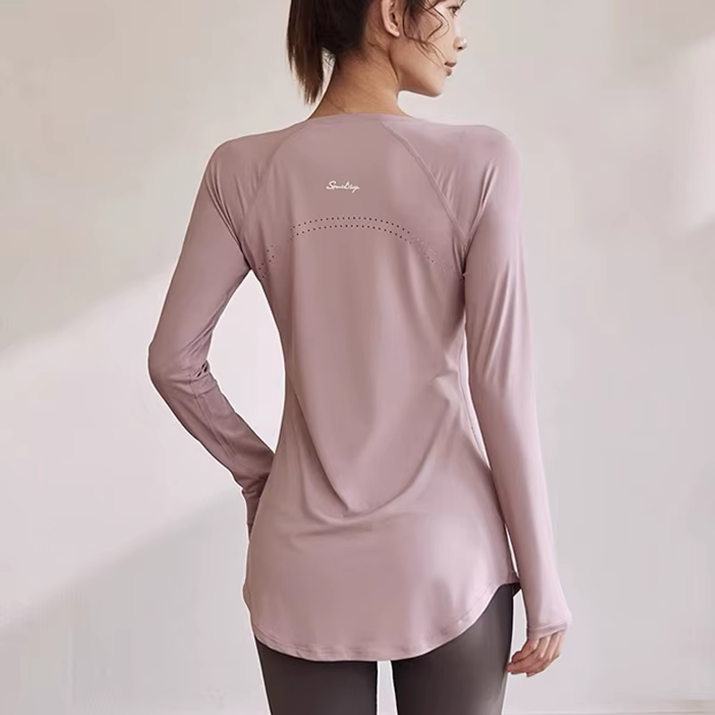 Vêtements de yoga à manches longues pour femmes, vêtements de sport pour femmes, chemisiers de cours