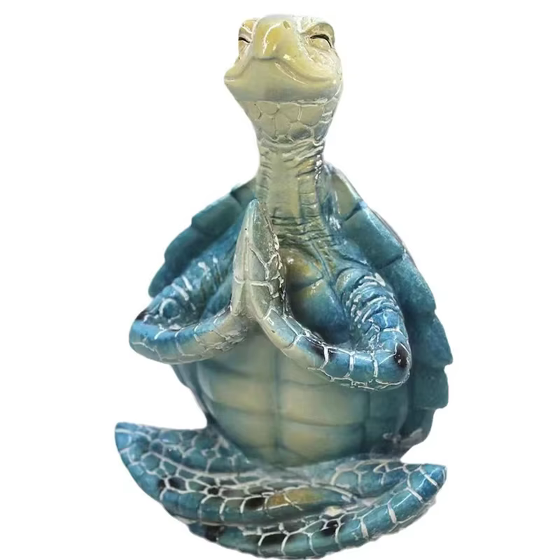 Ornement de statue de tortue de mer de méditation de yoga assis, décorations d'œuvres d'art, mini mé