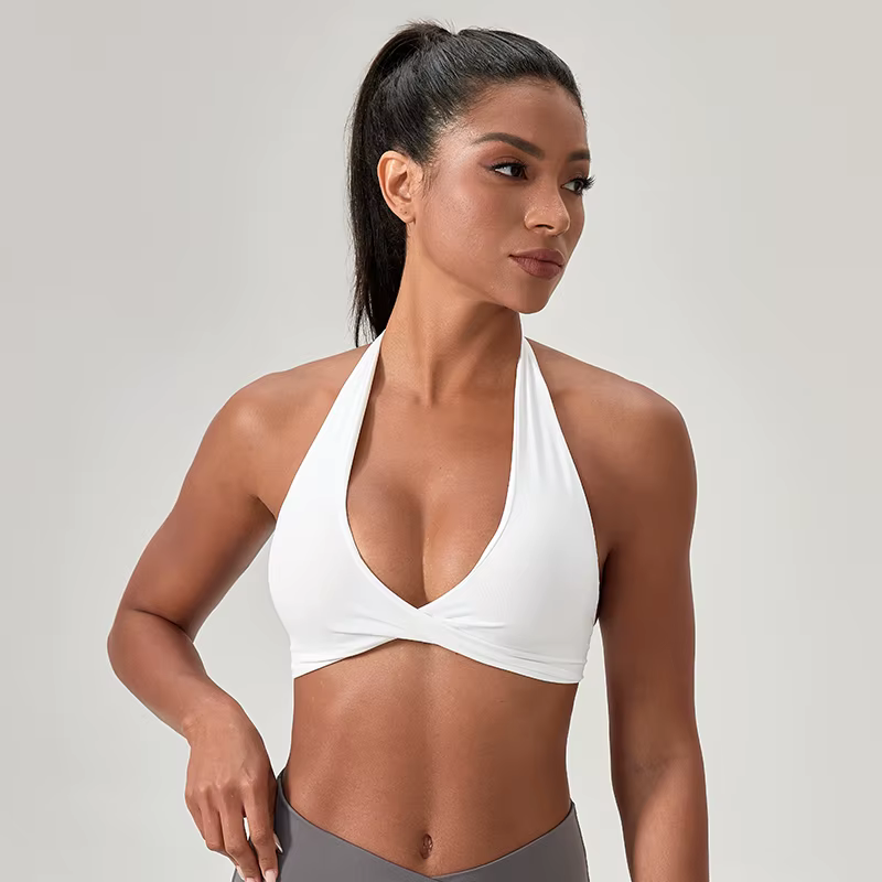Soutien-gorge de sport de Yoga pour femmes, col licou, Design élégant au dos, soutien-gorge de gymna