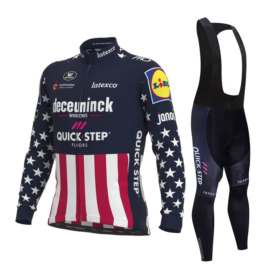 2025 QUICK STEP Pro Maillot de cyclisme ensemble à manches longues vtt vélo vêtements porter vélo cy