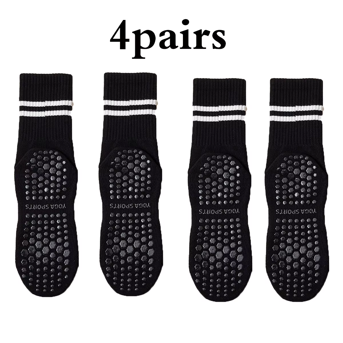 Chaussettes Pilates avec poignées pour femmes, chaussettes de Yoga, chaussettes antidérapantes de 4