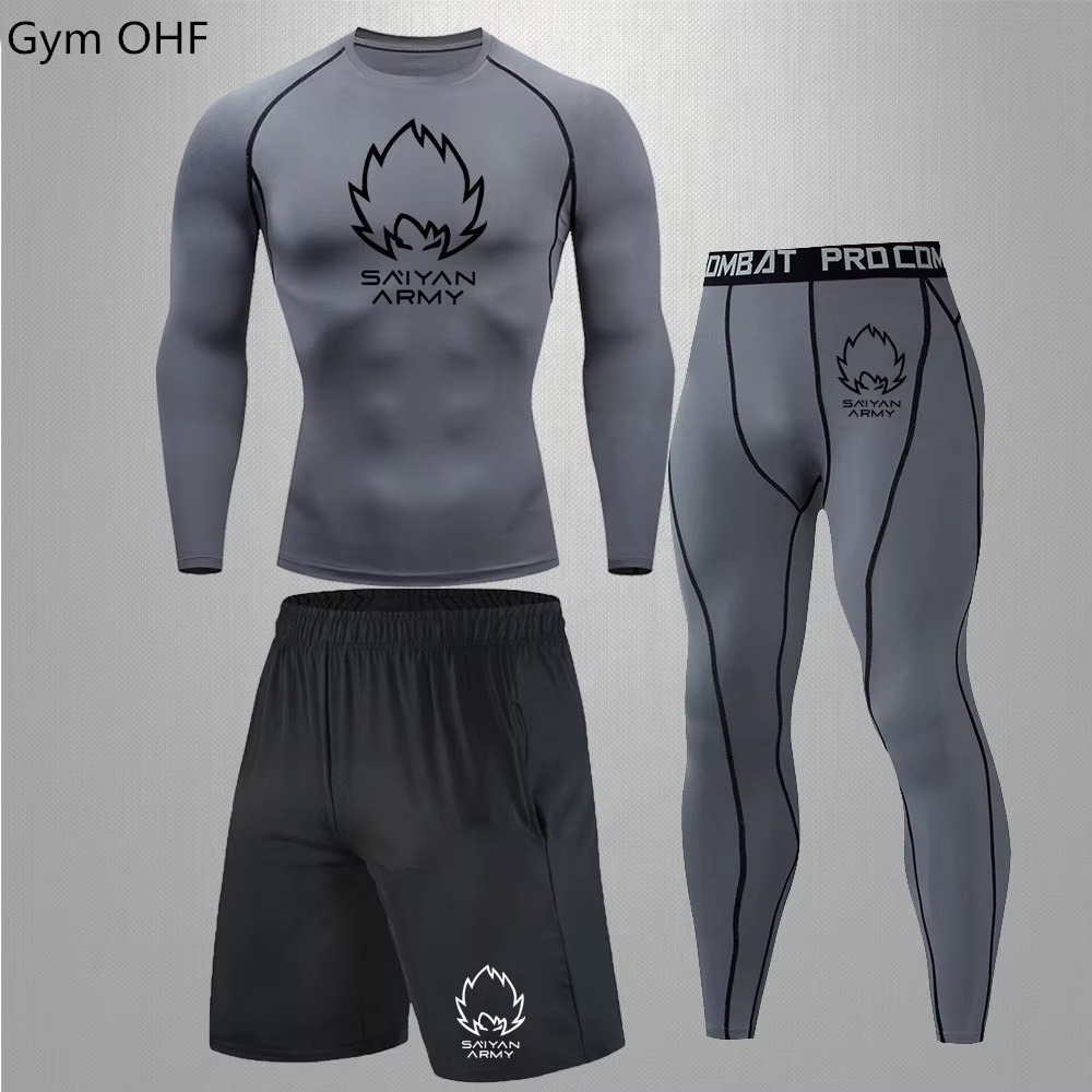 Goku Rashguard survêtement hommes survêtement ensembles pour hommes salle de sport Fitness course sé
