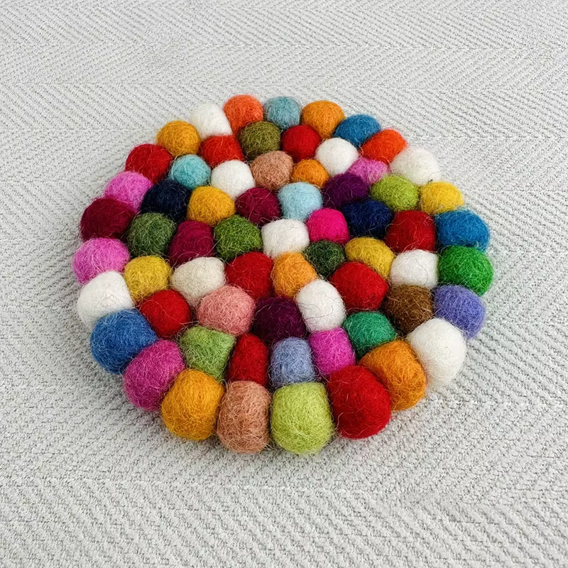Tapis de bol chantant en feutre de laine, accessoires de bol sonore colorés faits à la main, tapis d
