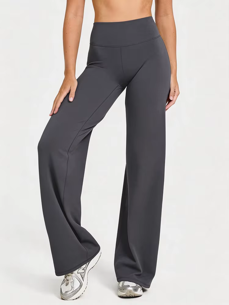 Pantalon de yoga taille mi-haute à jambe droite, pantalon large doux, sensation seconde peau, leggin